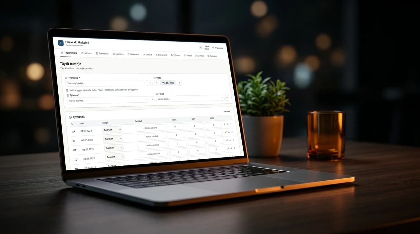 The Tunti app: logging hours and the week view