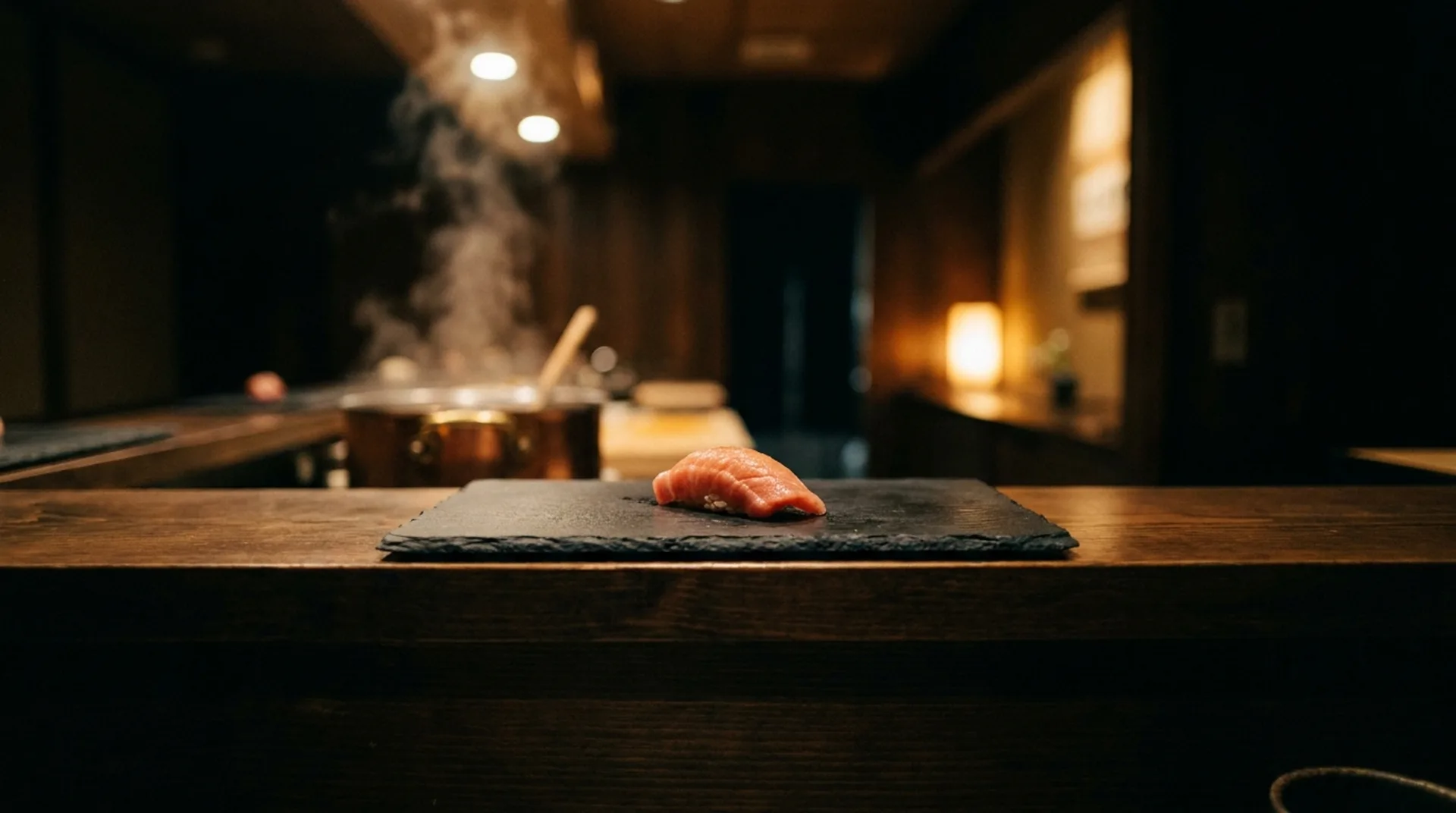 Omakase-tiski hämärässä
