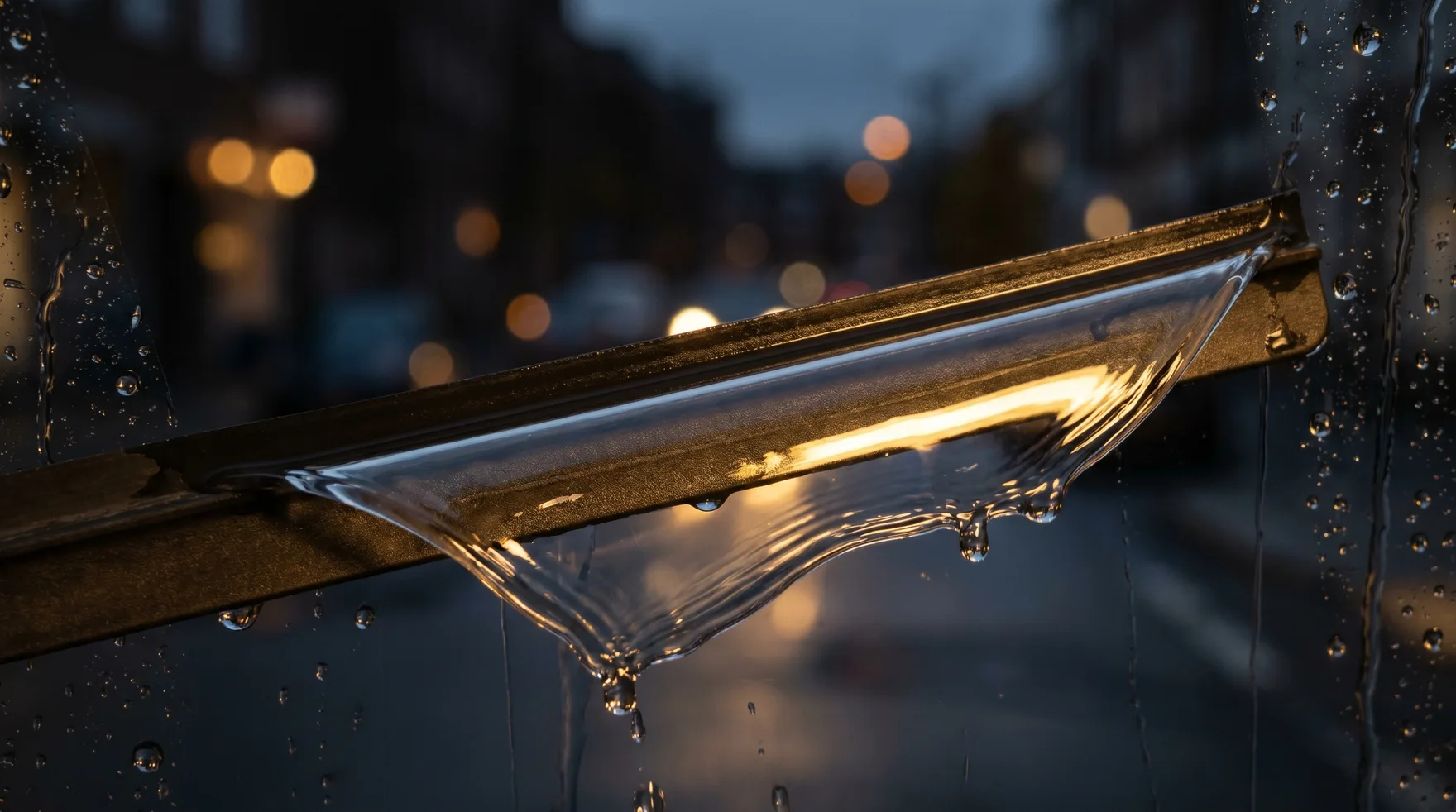 Squeegee puhdistaa lasin raidattomaksi